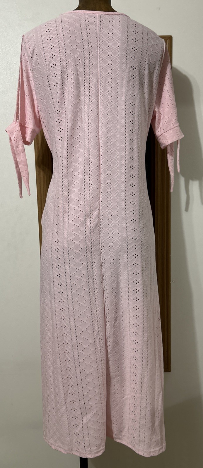 Eyelet Casual Midi Dress Large Pink Purple Green Cover-up Boho Long Vacation