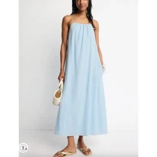 Striped & Solid Baby Blue Sundress SMALL Babydoll Aline Vacation Maxi Dress $280