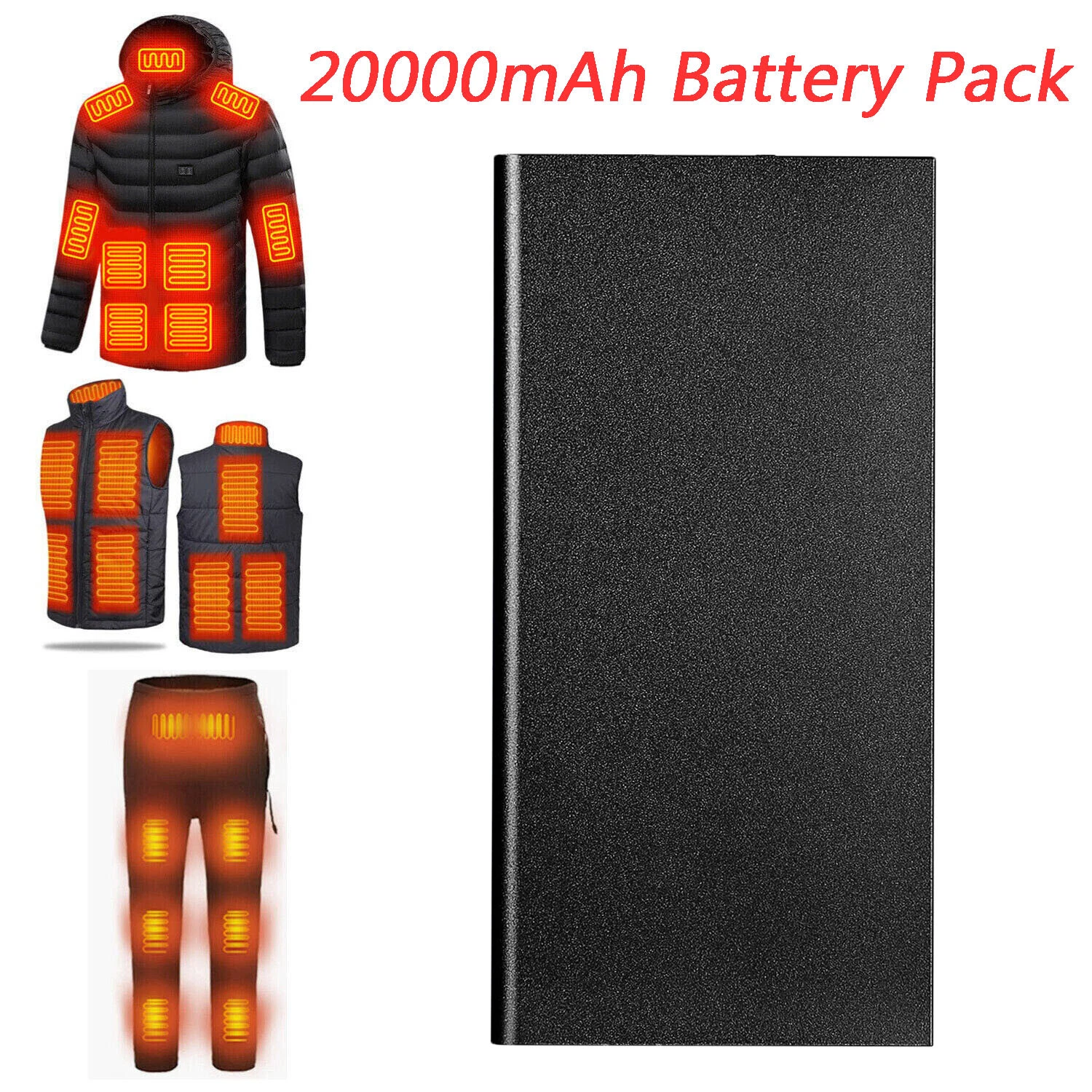 For Heated Scarf Vest Jacket Pants 20000mAh Battery Pack USB Power Bank 5V/2.1A - product detail image 1