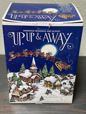 Dept 56~ UP UP & AWAY~ANIMATED REINDEER & SLEIGH~17.25'' - TESTED