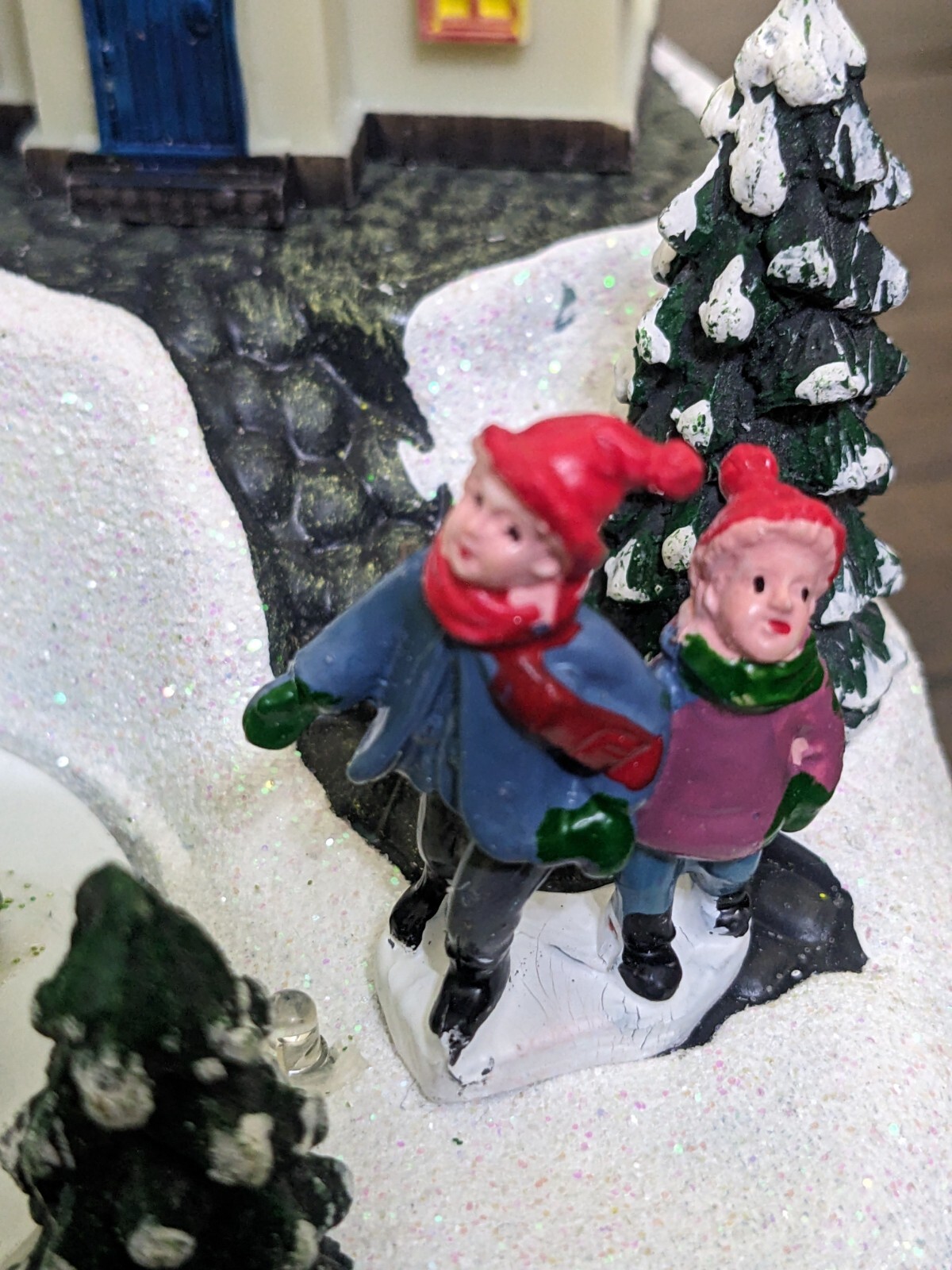 Holiday Time Animated Musical Light Up Christmas Village Scene 11” Tall