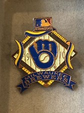 Prendedor de béisbol 125 aniversario de los Seattle Pilots Milwaukee Brewers MLB raro con tarjeta