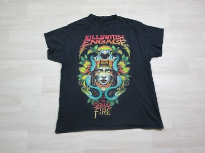 KILLSWITCH ENGAGE Band T Shirt (L) Signal Fire Heavy Metal Colorful Graphic