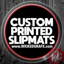 CUSTOM PAIR of DJ Turntable Slipmats 12 inch record mat pad brand gift