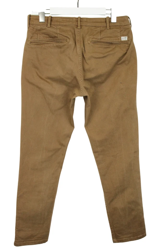 Wrangler Chino Pantalones Hombre W30/L32 Ajustado Cremallera Marrón - Imagen 2 de 4
