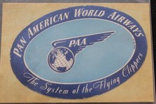 PAN AMERICAN WORLD AIRWAYS FLYING CLIPPERS PAA ORIGINAL UNUSED LUGGAGE LABEL