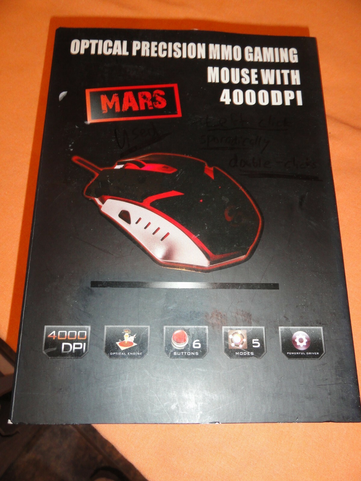 High-Performance MARS Gaming Mouse 4000 DPI USB Red for Laptop-image