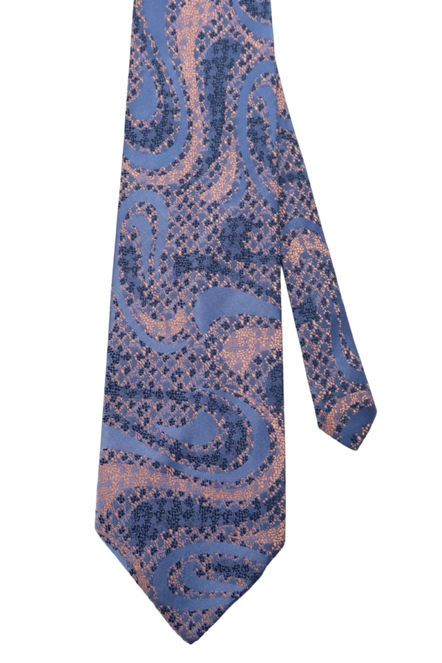 Corbata COMMODORE Trevira para hombre 140 X 9 CM vintage bordada estampada azul Foto 4 de 4