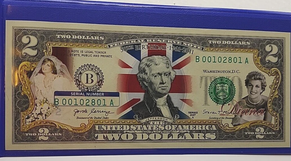 PRINCESS DIANA 50TH BIRTHDAY 1961-2011 LIMITED LEGAL TENDER U.S. $2 BILL 1 EA.! - Image 3 of 4