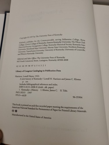 A New History of Kentucky Friend Craig Thompson Klotter James C 1st Print - 第 8/13 張圖片