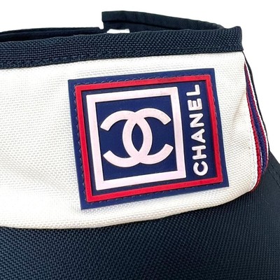 CHANEL Authentic Sun Visor Cap Hat Sports Line Logo Navy  display picture 1