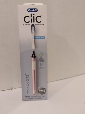 Oral-B Clic Manual Toothbrush Ultimate Clean Rose Quartz Magnetic Brush Holder