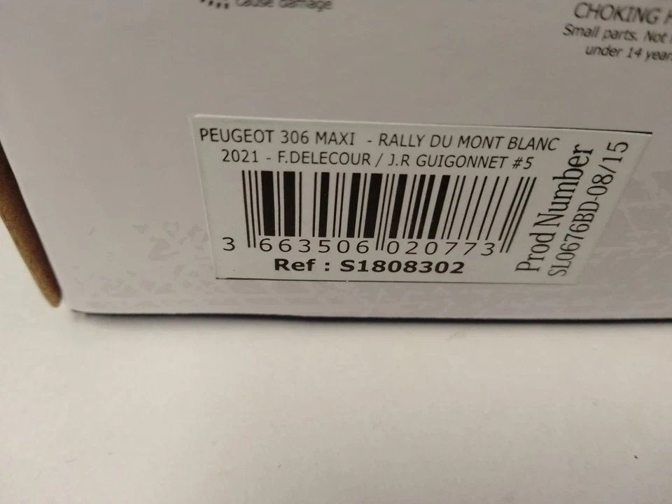 Solido Peugeot 306 Maxi #5 Delecour Rally Mont Blanc 2021 1/18 S1808302 - Immagine 3 di 3