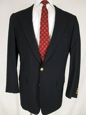 Hickey Freeman Canterbury Mens Navy 2 Brass Btn Blazer 41L USA Made
