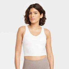 All In Motion Cream Light Support Flex Crop V-neck Tank Size XS