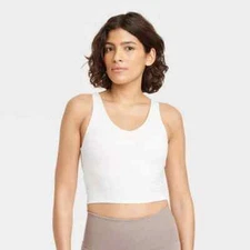 All In Motion Cream Light Support Flex Crop V-neck Tank Size Small