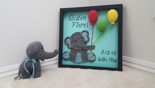 Handmade Crochet Baby Shadow Box Gift Set
