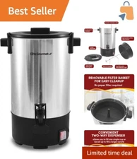 Maxi-Matic 30-Cup Stainless Steel Coffee Urn with Removable Filter - Two-Way ...
