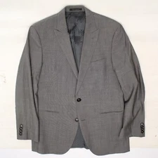 Hugo Boss Jefford Lenon Mens Suit 40R 35x31 Light Gray Nailhead Wool Peak Lapel 