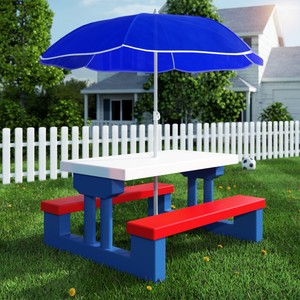 Roba - Kinderparty-Sitzgarnitur Outdoor Mit 2 Bänke Mit Lehne & 1 Tisch Grau 457009ga D5