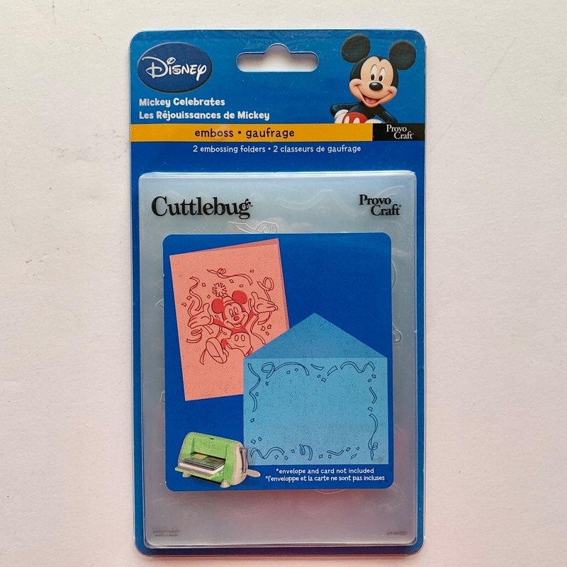 Cuttlebug Embossing Folders - Disney - "Mickey Celebrates" - 2 Folders - NEW