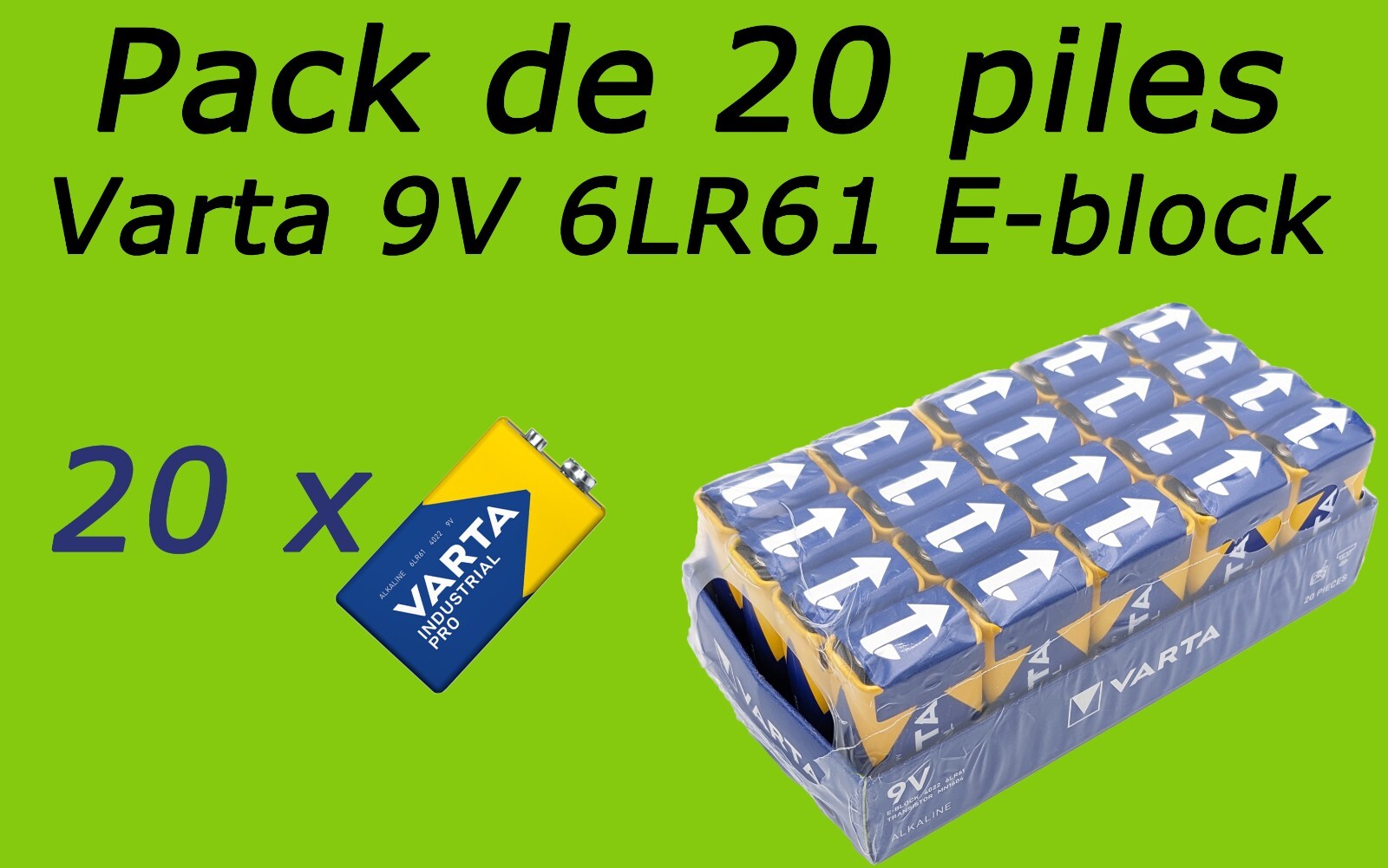 Pile Varta 9V 6LR61 lot de 20 alcaline contre les pannes de détecteurs