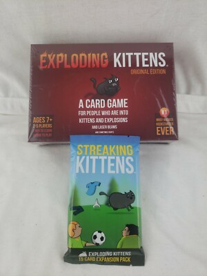 NEW Exploding Kittens Original Edition Family Card Game plus Streaking Kittens x