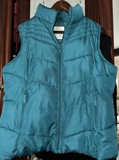 Store Twenty One Padded Gilet Waistcoat Size14 Teal Green Vgc