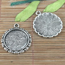 12pcs Tibetan silver color round 20mm cabochon settings charms EF0983