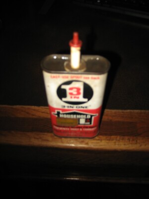 VINTAGE 3 IN ONE HOUSEHOLD OIL TIN - WITH OIL INSIDE - USED COND | eBay