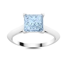 925 Sterling Silver Aquamarine Gemstone Solitaire Statement Ring Jewelry