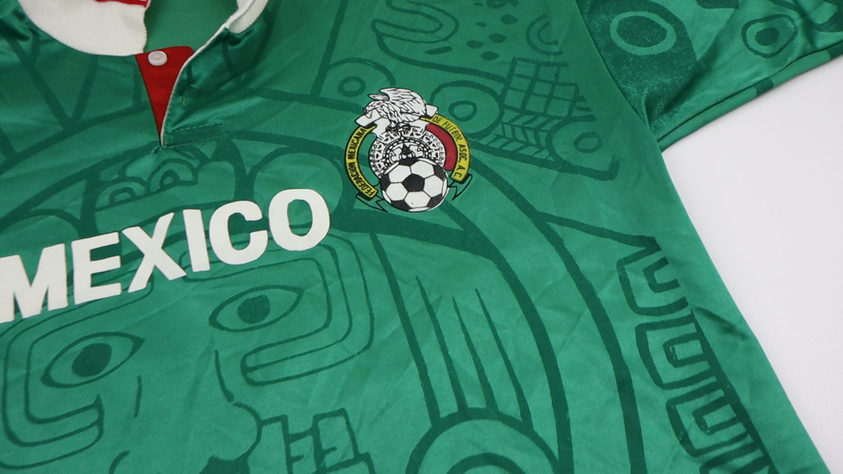 Vintage 90s Original Mexico Aztec Soccer Jersey Mens M/L Green