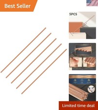 5 Pcs Pure Copper Round Rod 11.8 Inch Length Bare Metal Solid Copper Rod Lath...