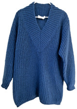 Vtg 80s 90s Oversized Fuzzy Mohair V-Neck Sweater Sz S Cobain