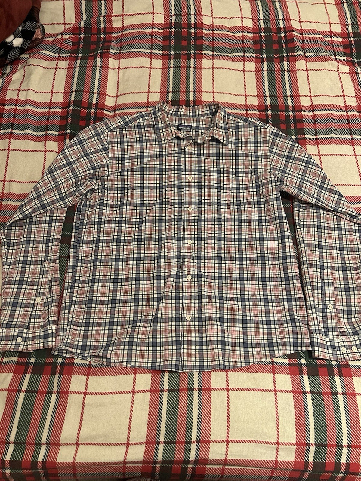 Patagonia Organic Cotton Plaid Long Sleeve Button Up Shirt Size XL