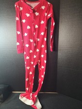Carter's Red Hearts One-Piece Footed Pajamas Girls Size 5 C4