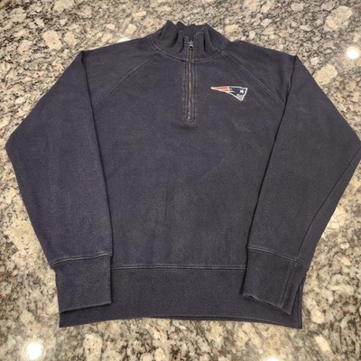 New England Patriots OTS Men's 1/4 Zip Pullover Medium Mock Neck Navy EUC 