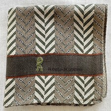 Fazzoletto uomo vintage tessuto verde scuro spina di pesce tasca quadrato 18"~P