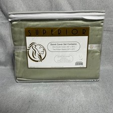 Superior Duvet Cover Set Full/Queen Sage Green 1200TC Egyptian Cotton 3pc Solid