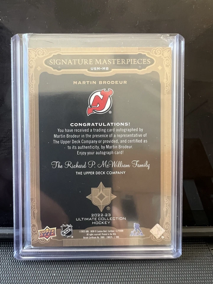 2022-23 Ultimate Collection Signature Masterpieces Martin Brodeur AUTO GOLD INK - Image 2 of 2