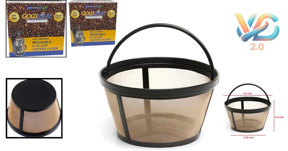 Filtro de café cesta acero inoxidable 8-12 tazas - perfecto para Mr. Coffee Foto 2 de 4