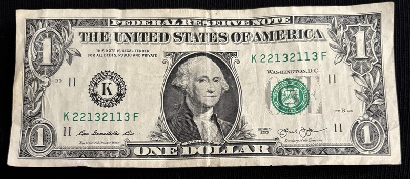 2013 Dallas $1 Bill Trinary Chunky Ladder 1,2,3 Fancy 2213-2113 Note