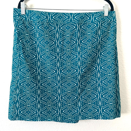 RipSkirt Hawaii Sz L Teal Blue Batik Wrap Skirt Length 2 Quick Dry Active