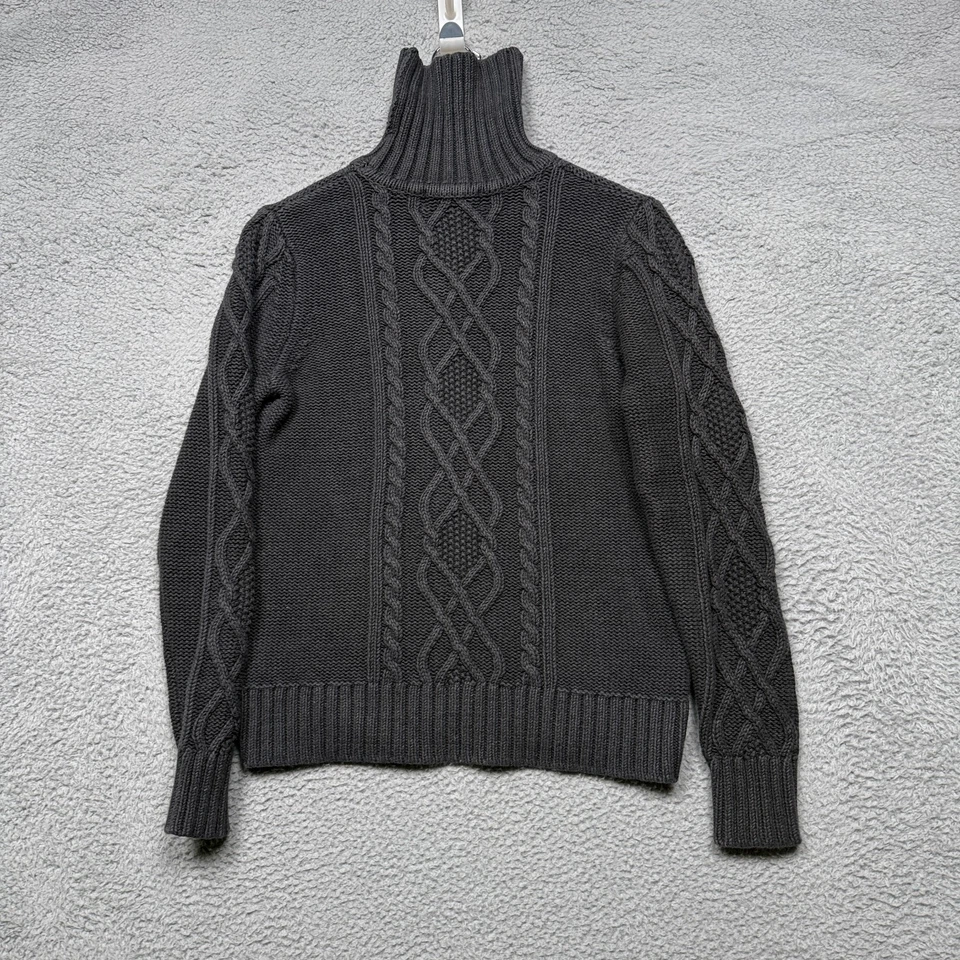 Suéter Eddie Bauer para mujer M tejido con cable pescadores suéter cuello alto algodón Foto 2 de 4