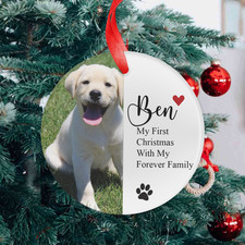 Personalised Dog Pet Photo Christmas Bauble 1st Xmas Tree Ornament Keepsake Gift