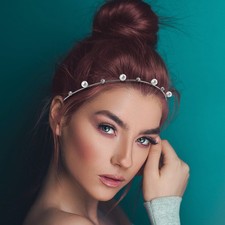 Silver Bridal Headband with Alloy Pearls Stylish Wedding Hairband for Women