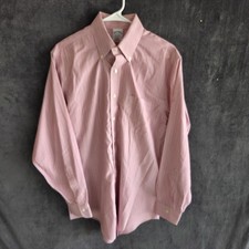 Brooks Brothers Button Down Shirt Men 16-34 Slim Pink Blue Stripe Long Sleeve