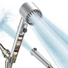 Filtered Shower Head with Handheld, High Pressure Water Flow and Silver