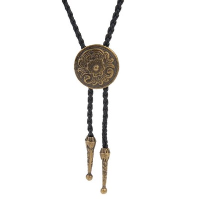 Western Black Bolo Tie for Men and Women,Native American Leather Bolo Tie Str...