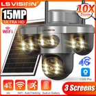 4G LTE Solar Camera Three Screens Outdoor WiFi Security CamerasThree Lens 10X Zo